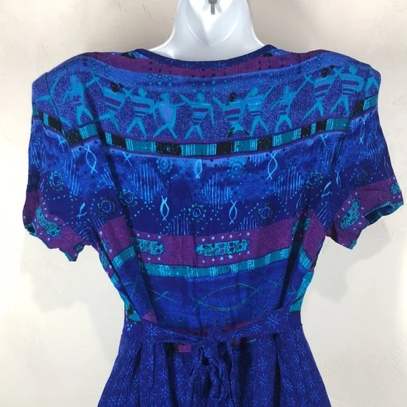 Just in Thyme Ltd vintage blue ocean themed dress size 14P - Picture 9 of 11